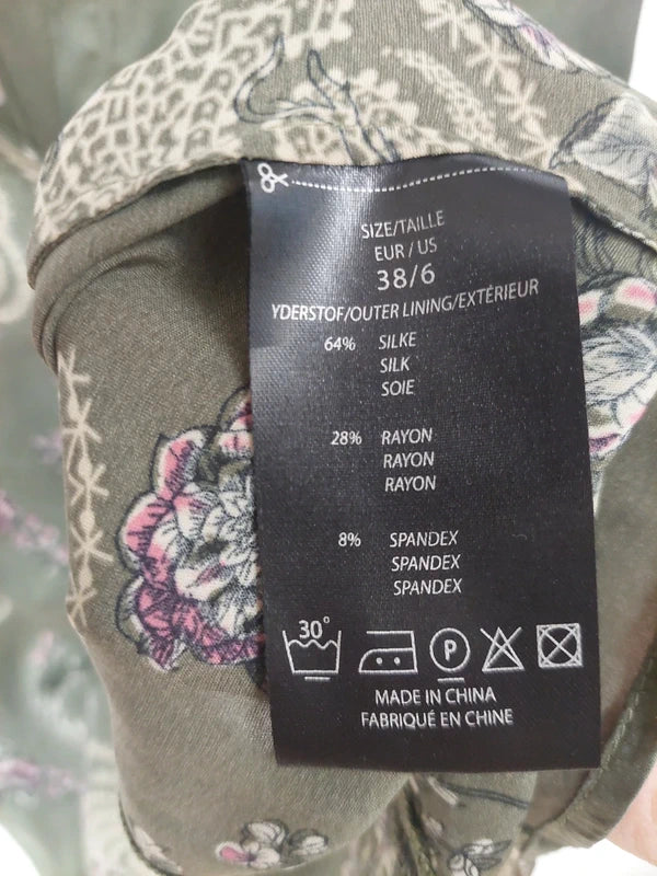 Silkkipaita, tummanvihreä paisley, koko 38