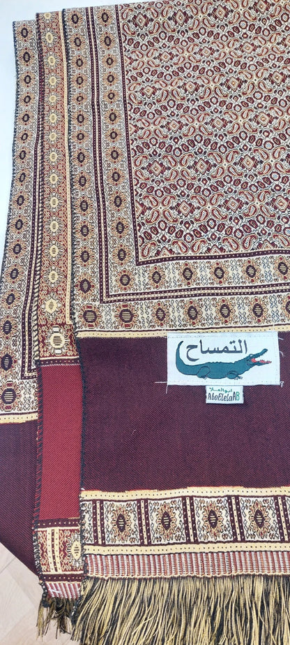 Egyptiläinen Iso Huivi - Beige/Viininpunainen