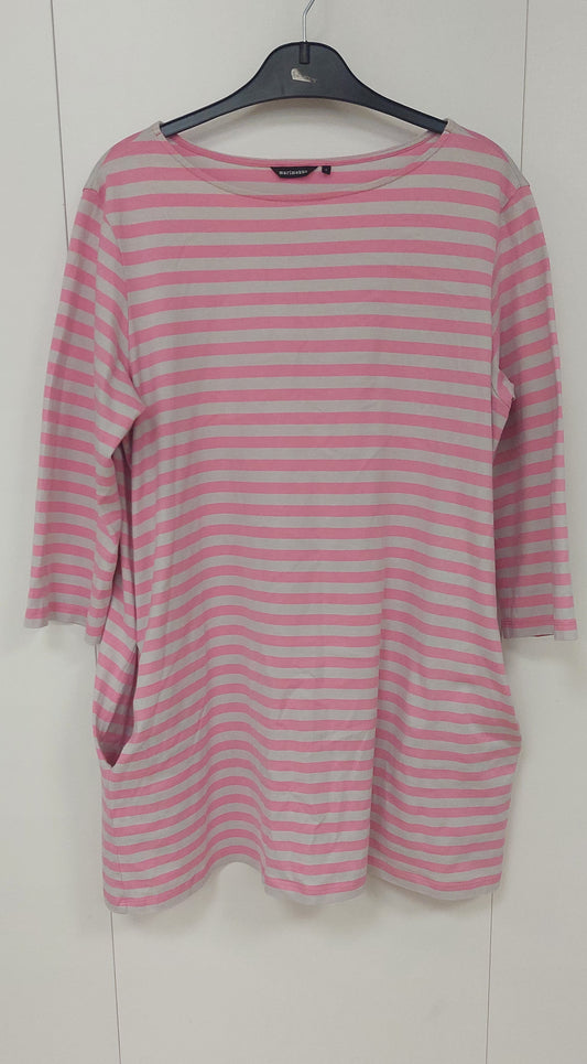 Marimekko Raitatunika – Vaaleanpunainen/harmaa, koko L