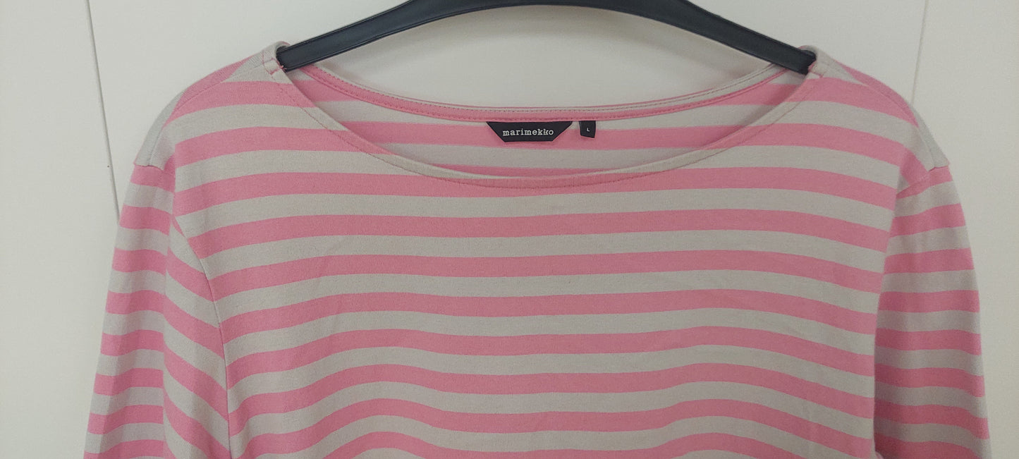 Marimekko Raitatunika – Vaaleanpunainen/harmaa, koko L