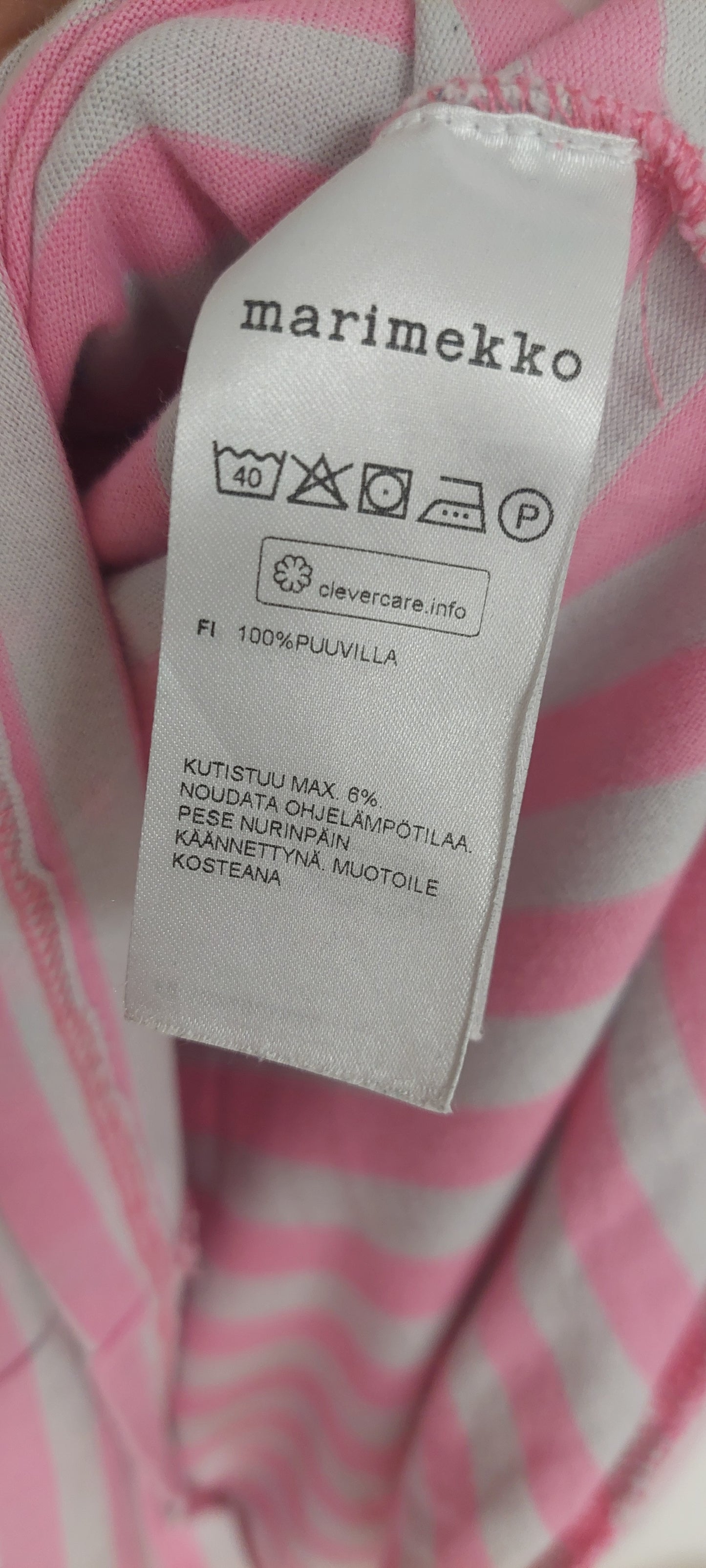 Marimekko Raitatunika – Vaaleanpunainen/harmaa, koko L