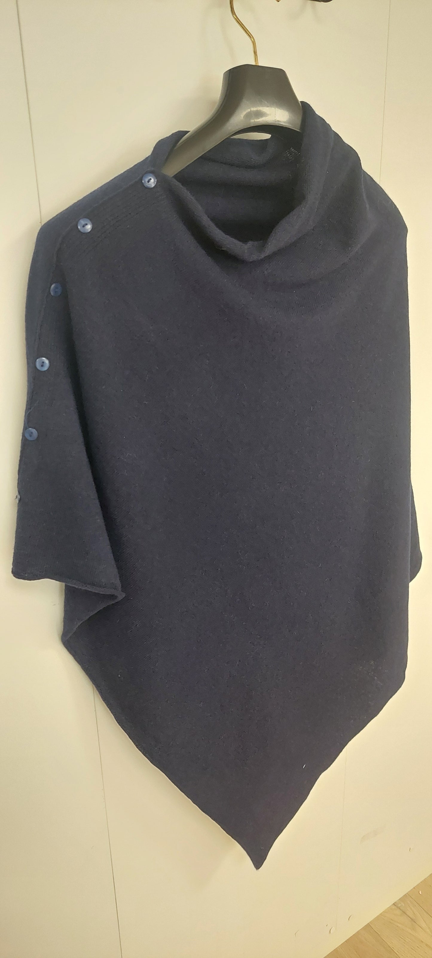 Merinovillaponcho – Tummansininen, one size