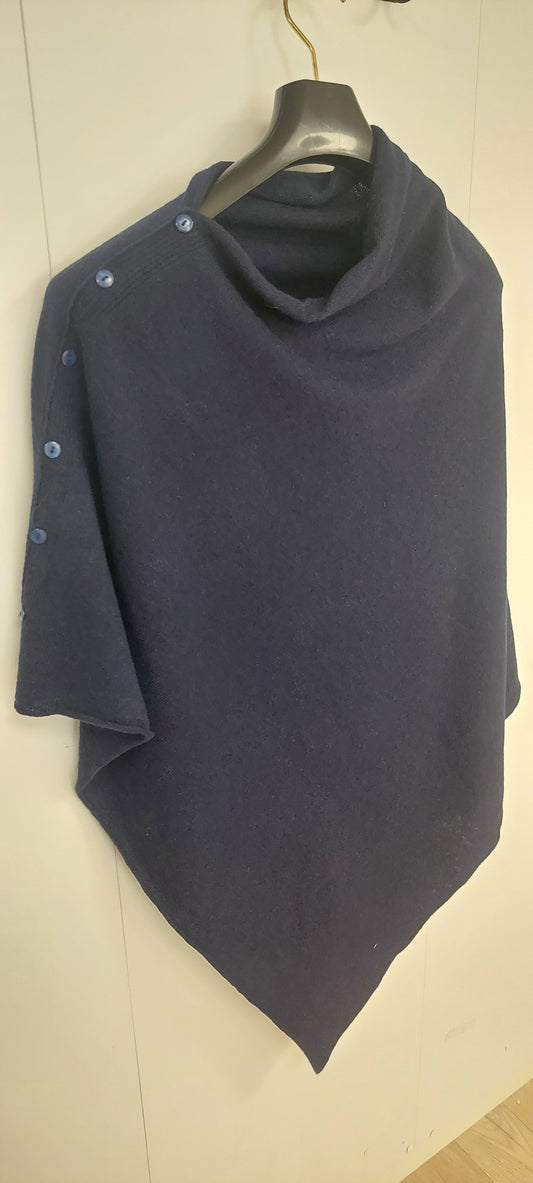 Merinovillaponcho – Tummansininen, one size