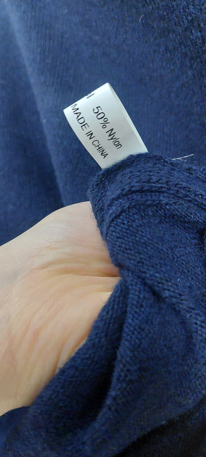 Merinovillaponcho – Tummansininen, one size