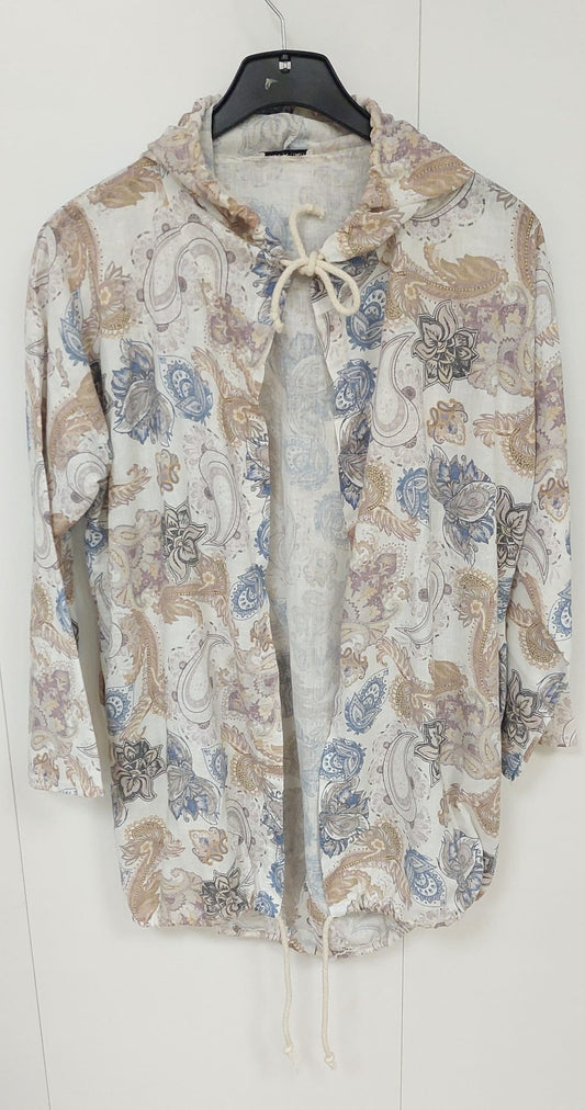 Pellavapaita hupulla, paisley – Made in Italy