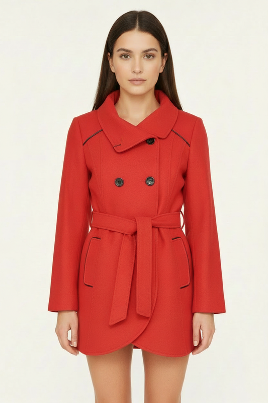 Punainen takki taskut ilman nappeja